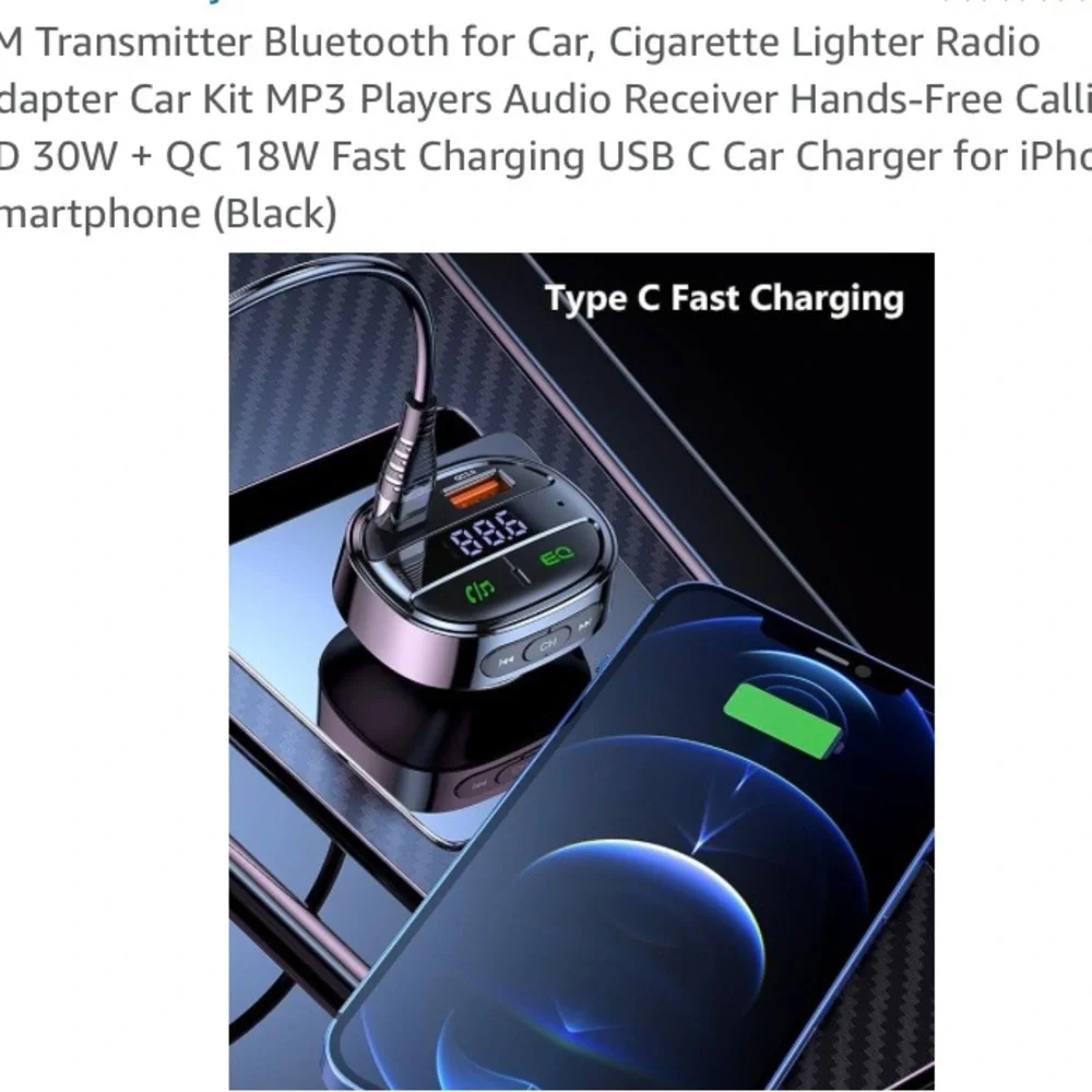 Wireless fm transmitter fast car charger. EUC